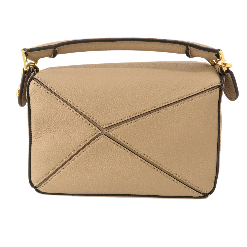 Loewe Calfskin Leather Handbag Bag 2way Puzzle Black